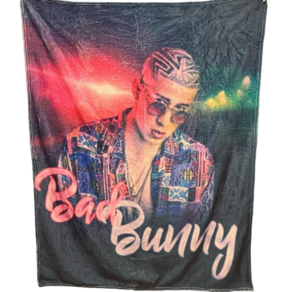 Bad Bunny Soft Throw Blanket Size 50" x 40" Excellent Condition